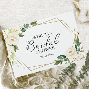 Geometric Greenery White Floral Vrijgezellenfeest Gastenboek