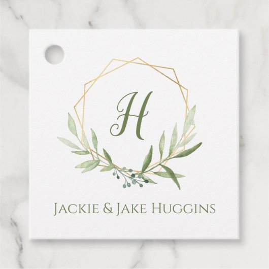 Geometric Greenery Wreath Bedankjes Labels (Voorkant)