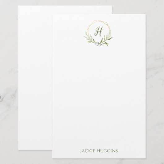 Geometric Greenery Wreath Briefpapier (Voorkant / Achterkant)