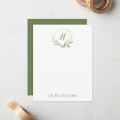 Geometric Greenery Wreath Notitiekaartje (Voorkant / Achterkant in situ)