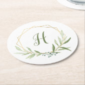 Geometric Greenery Wreath Ronde Kartonnen Onderzetter (Gebogen)