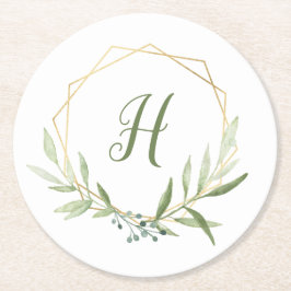 Geometric Greenery Wreath Ronde Kartonnen Onderzetter