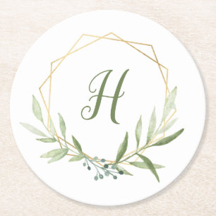Geometric Greenery Wreath Ronde Kartonnen Onderzetter
