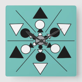 Geometric Grey Black White Modern minimalist Vierkante Klok
