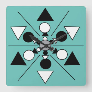 Geometric Grey Black White Modern minimalist Vierkante Klok