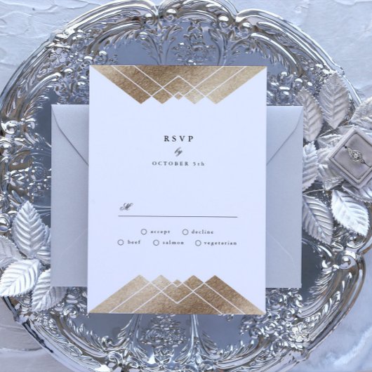 Geometric Grey Gatsby Wedding RSVP