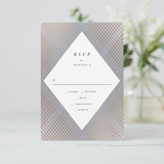 Geometric Grey Gatsby Wedding RSVP (Staand voorkant)