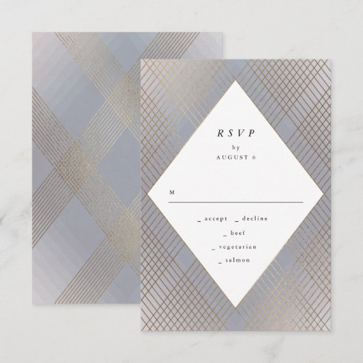 Geometric Grey Gatsby Wedding RSVP (Voorkant / Achterkant)