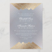 Geometric Grey Gold Gatsby Calligraphy Wedding Kaart (Voorkant)