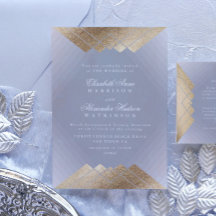 Geometric Grey Gold Gatsby Calligraphy Wedding