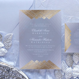 Geometric Grey Gold Gatsby Calligraphy Wedding Kaart