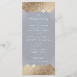 Geometric Grey Gold Gatsby Wedding Programme Programmakaart