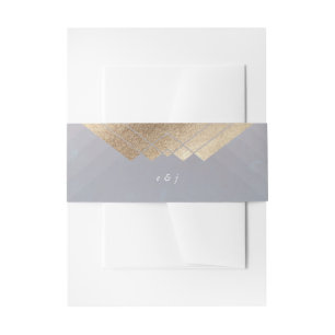 Geometric Grey Gold Gatsby Wedding Uitnodigingen Wikkel