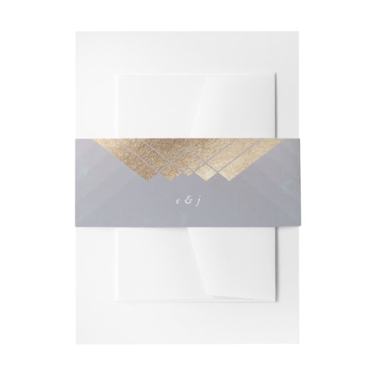 Geometric Grey Gold Gatsby Wedding Uitnodigingen Wikkel (Voorkant Voorbeeld)