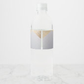 Geometric Grey Gold Gatsby Wedding Waterfles Etiket (Achterkant)