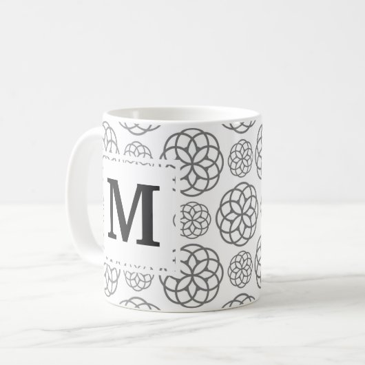 Geometric Grey Pattern Initiaal Monogram Koffiemok (Voorkant links)