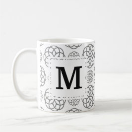 Geometric Grey Pattern Initiaal Monogram Koffiemok