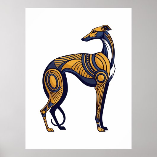 Geometric Greyhound Art Deco Tribal Style Poster (Voorkant)