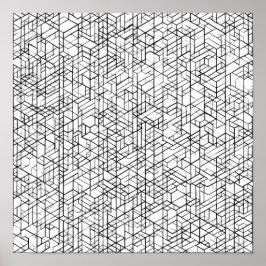 Geometric Grid Coloring Page Decoupage Template Poster