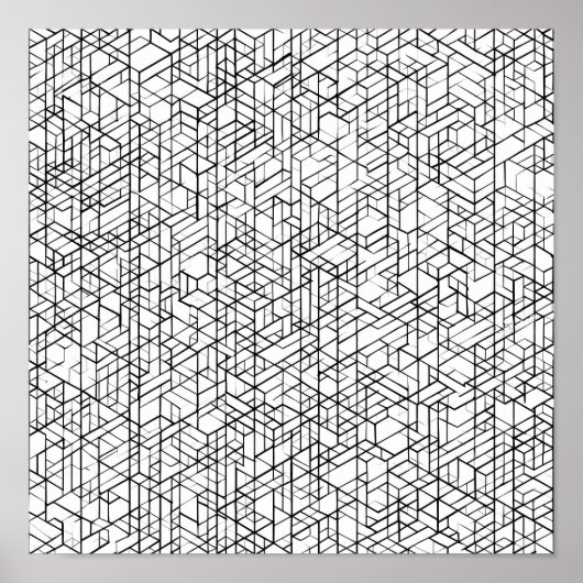 Geometric Grid Coloring Page Decoupage Template Poster (Voorkant)