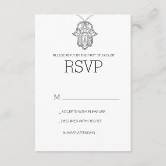 Geometric Hamsa bruiloft RSVP-kaart grijs RSVP Kaartje
