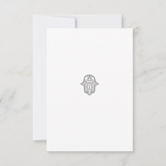 Geometric Hamsa bruiloft RSVP-kaart grijs RSVP Kaartje (Achterkant)