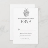 Geometric Hamsa bruiloft RSVP-kaart grijs RSVP Kaartje (Voorkant / Achterkant)