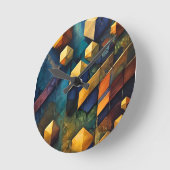Geometric Harmony: Abstract Cubes in Gold and Teal Ronde Klok (Hoek)