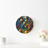 Geometric Harmony: Abstract Cubes in Gold and Teal Ronde Klok (Huis)