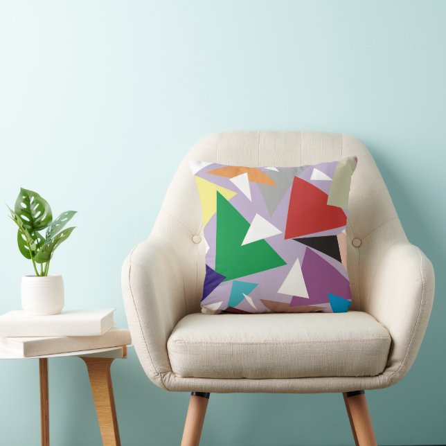 Geometric Harmony: Abstract Multicolored Kussen (Stoel)
