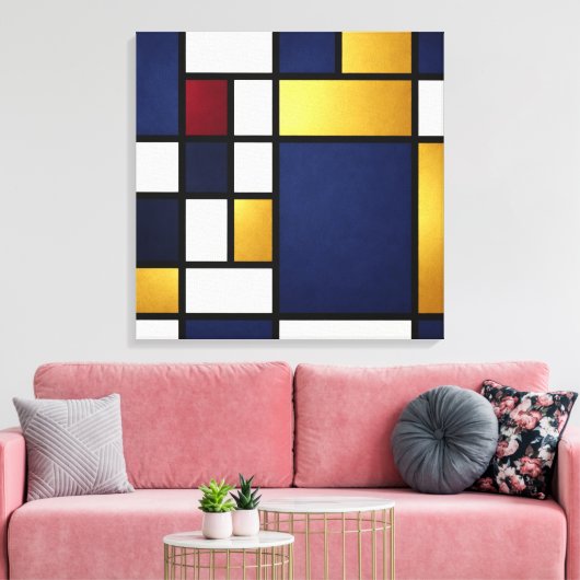 Geometric Harmony – Midnight Luxury Canvas Print (Insitu (Woonkamer))