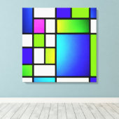 Geometric Harmony – Modern Neon Canvas Print (Insitu (Houten vloer))