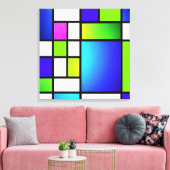 Geometric Harmony – Modern Neon Canvas Print (Insitu (Woonkamer))
