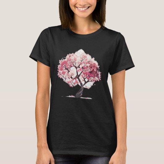 Geometric Harmony of Spring Cherry Blossom Tree of T-shirt (Voorkant)