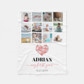 Geometric Heart Baby's eerste jaar Foto collage Fleece Deken (Voorkant)
