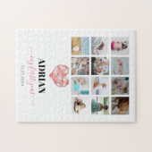 Geometric Heart Baby's eerste jaar Foto collage Legpuzzel (Horizontaal)