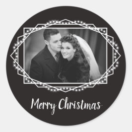 Geometric Holiday Sparkle Black Ronde Sticker