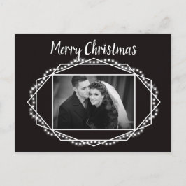 Geometric Holiday Sparkle Photo Briefkaart Black