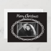 Geometric Holiday Sparkle Photo Briefkaart Black (Voorkant / Achterkant)