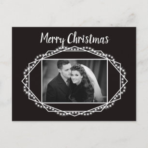 Geometric Holiday Sparkle Photo Briefkaart Black