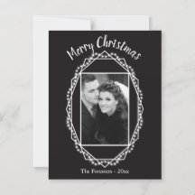 Geometric Holiday Sparkle Photo Magnet Black