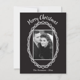 Geometric Holiday Sparkle Photo Magnet Black Magnetische Uitnodiging
