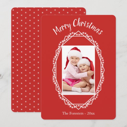Geometric Holiday Sparkle Photo met kerstkaart Kaart (Voorkant / Achterkant)