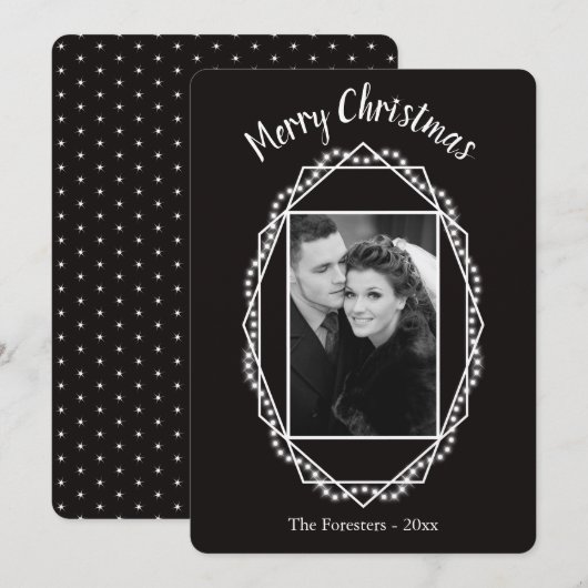 Geometric Holiday Sparkle Photo met kerstkaart Kaart (Voorkant / Achterkant)