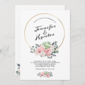 Geometric Hoop Floral Wedding Invitation Kaart (Voorkant / Achterkant)
