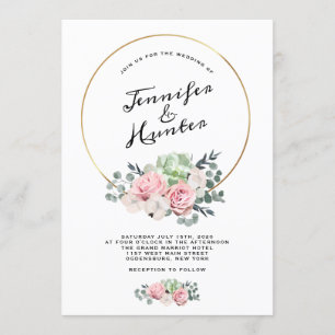 Geometric Hoop Floral Wedding Invitation Kaart