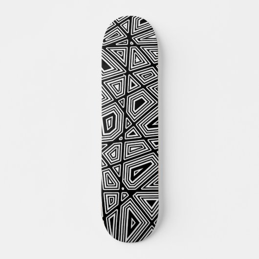 Geometric II - Zwart op hout Skateboard (Voorkant)