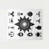 Geometric Indian Zodiac - 12 Vedic Signs  Wandkleed (Voorkant (horizontaal))