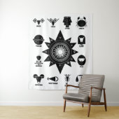 Geometric Indian Zodiac - 12 Vedic Signs  Wandkleed (In situ)