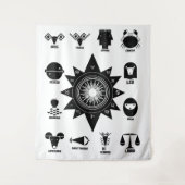 Geometric Indian Zodiac - 12 Vedic Signs  Wandkleed (Voorkant)